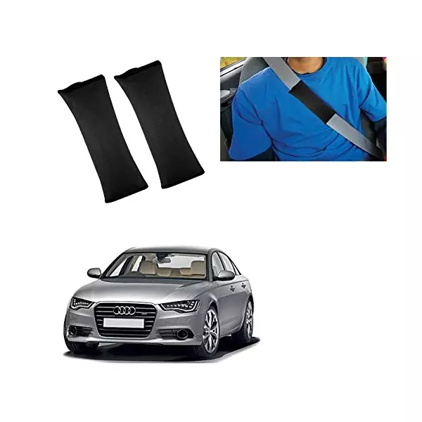 Auto Pearl Seat Belt Cushion (Pack of 2, Black) Compatible for Audi A6
