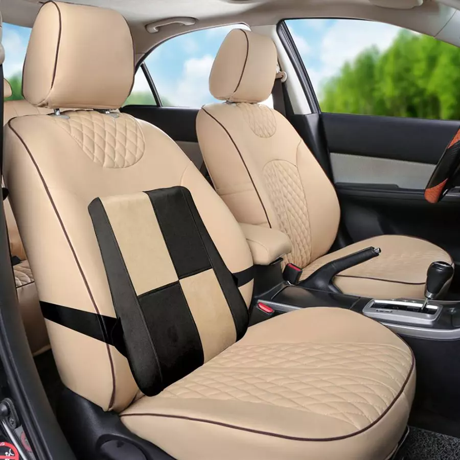 Auto Pearl Black Polyester & Cotton Car Seating Pad
