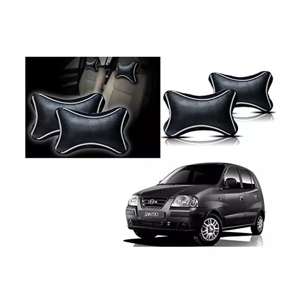 Auto Pearl Black Dots CV Car Neck Rest Pillow Compatible for Santro