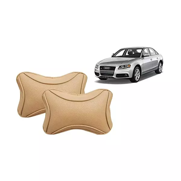 Auto Pearl Beige Dots CV Car Neck Rest Pillow Compatible for Audi A4
