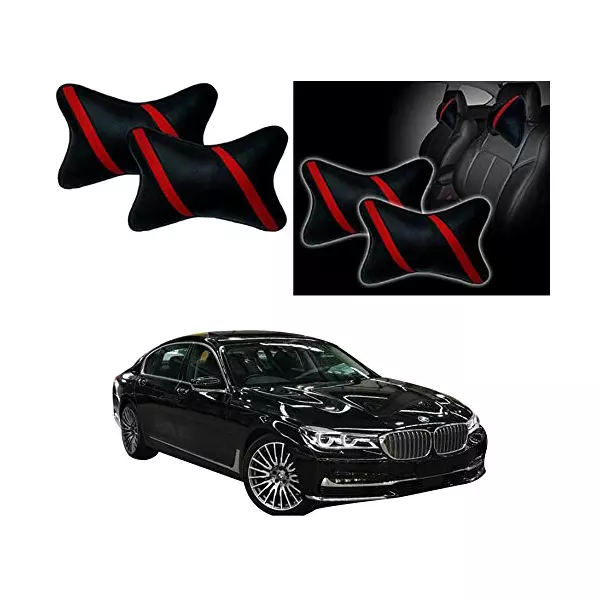 Auto Pearl Strip Red Car Neck Cushion/Neck Pillow Compatible with BMW 730d