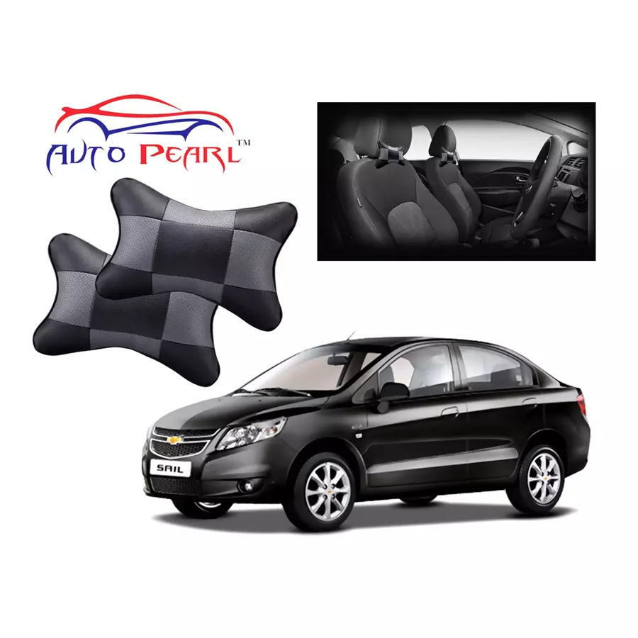 Auto Pearl Black Grey Car Neck Cushion/Neck Pillow Compatible with Chevrolet Sail