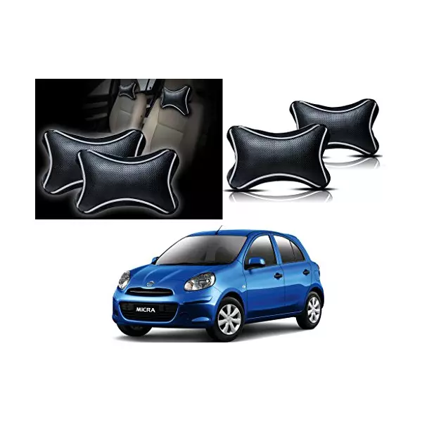 Auto Pearl Black Dots CV Car Neck Rest Pillow Compatible for Nissan Micra-picture-16