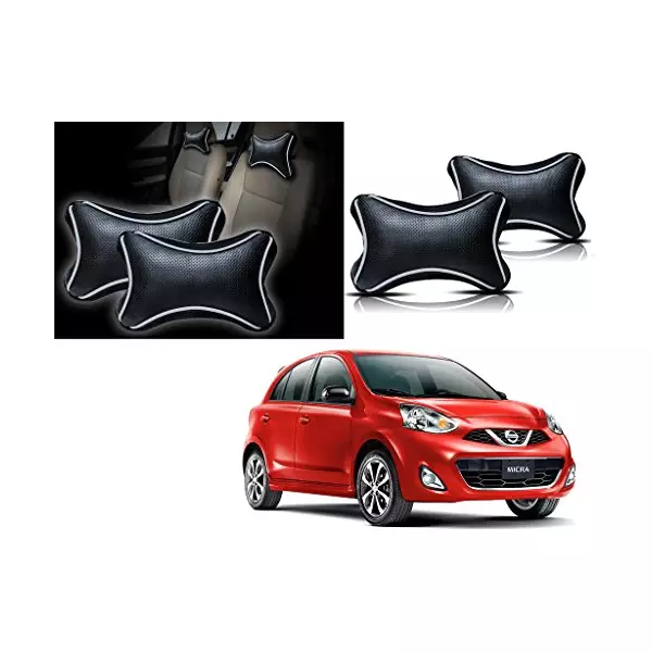 Auto Pearl Black Dots CV Car Neck Rest Pillow Compatible for Nissan Micra 2015-picture-12