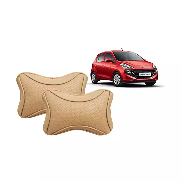 Auto Pearl Beige Dots CV Car Neck Rest Pillow Compatible for Santro 2018-picture-20