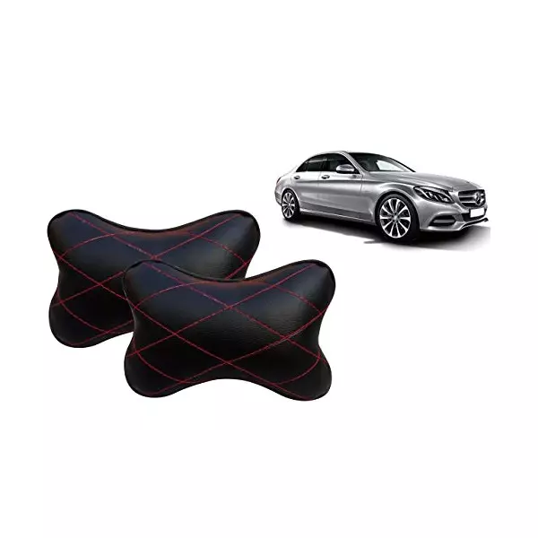 Auto Pearl Black Red CV Car Neck Rest Pillow Compatible for Mercedes C200-picture-39