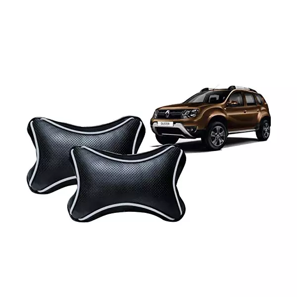Auto Pearl Black Dots CV Car Neck Rest Pillow Compatible for Renault Duster 2016