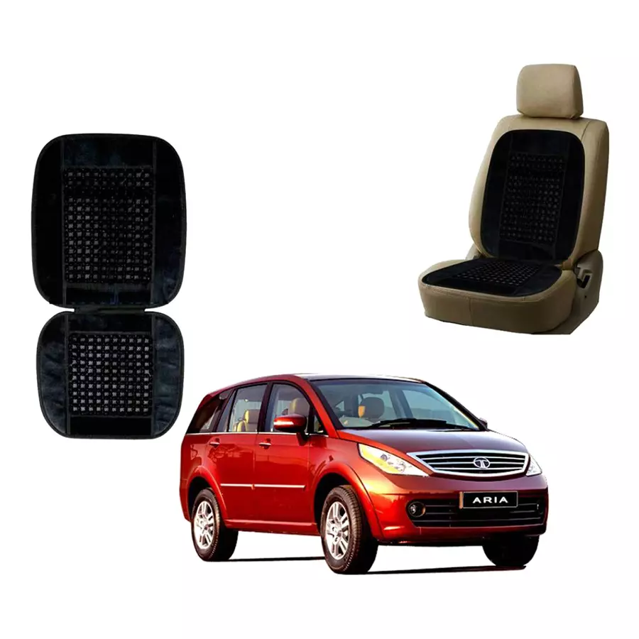 Auto Pearl Polyester, Cotton Front Vehicle Seating Pad Black for Tata Aria