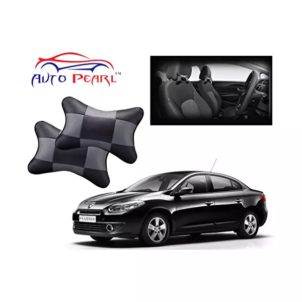 Auto Pearl Black Grey Car Neck Cushion/Neck Pillow Compatible with Renault Fluence