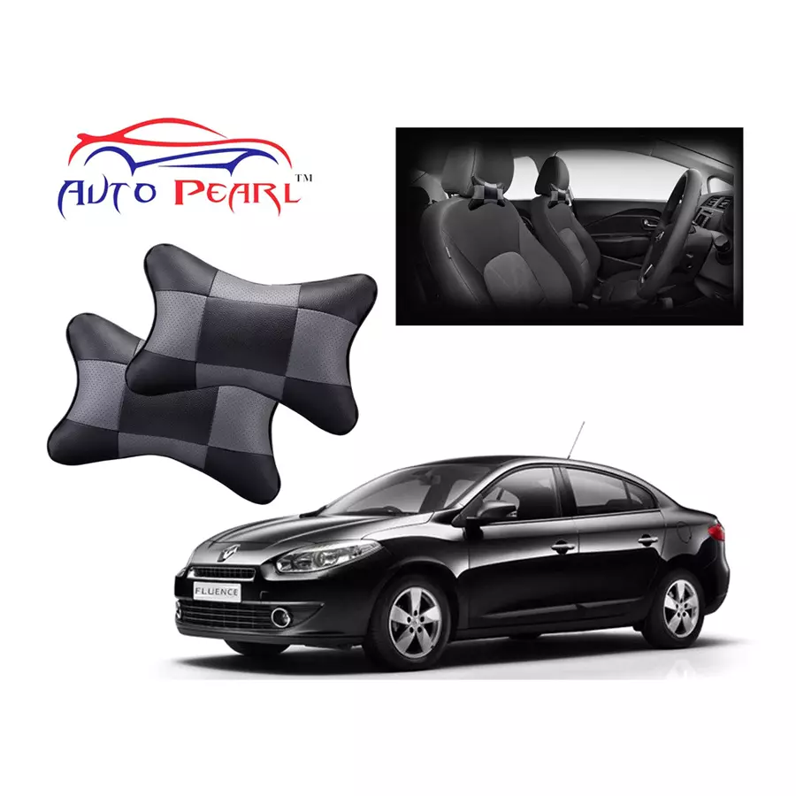 Auto Pearl Black Grey Car Neck Cushion/Neck Pillow Compatible with Renault Fluence