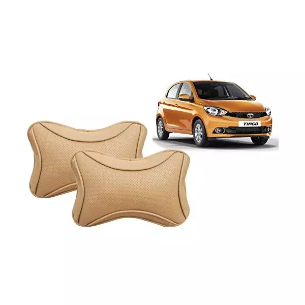 Auto Pearl Beige Dots CV Car Neck Rest Pillow Compatible for Tata Tiago