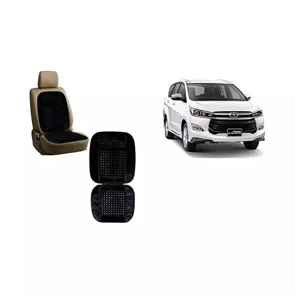 Auto Pearl Car Wooden Bead Seat Cushion with Velvet Border Compatible for Innova Crysta 2019 2 Pcs