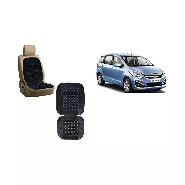 Auto Pearl Car Wooden Bead Seat Cushion 2 Pcs with Grey Velvet Border Compatible for Ertiga Type-2-image-39