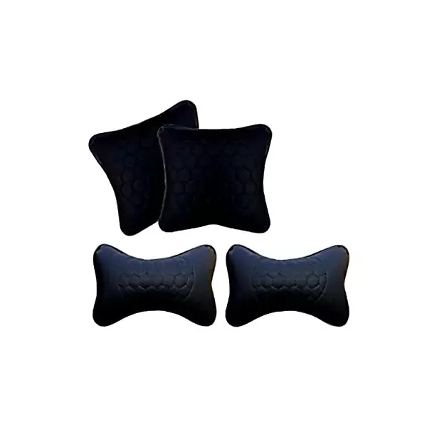 Auto Pearl Black Blue Ball Neck Rest with Cushion 4 Pcs Compatible for Toyota Corolla Altis 2015