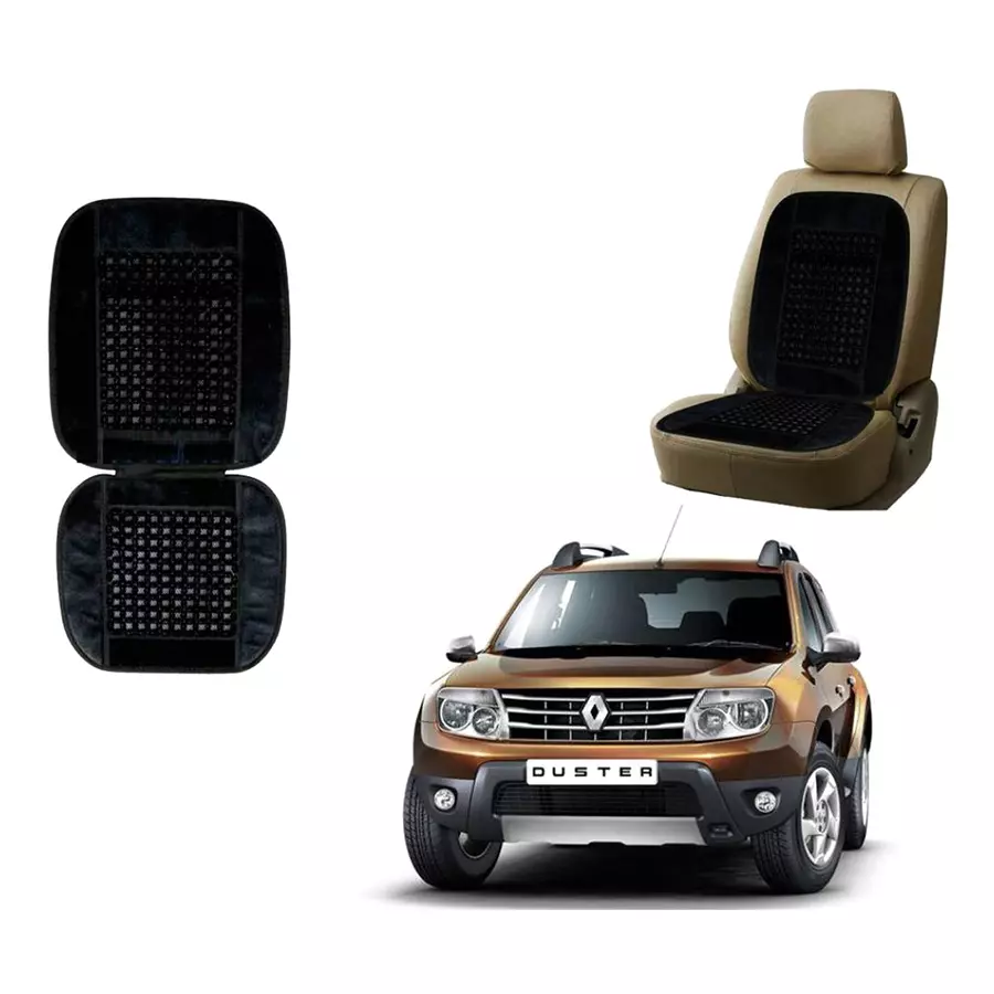 Auto Pearl Polyester, Cotton Front Vehicle Seating Pad Black for Renault Duster