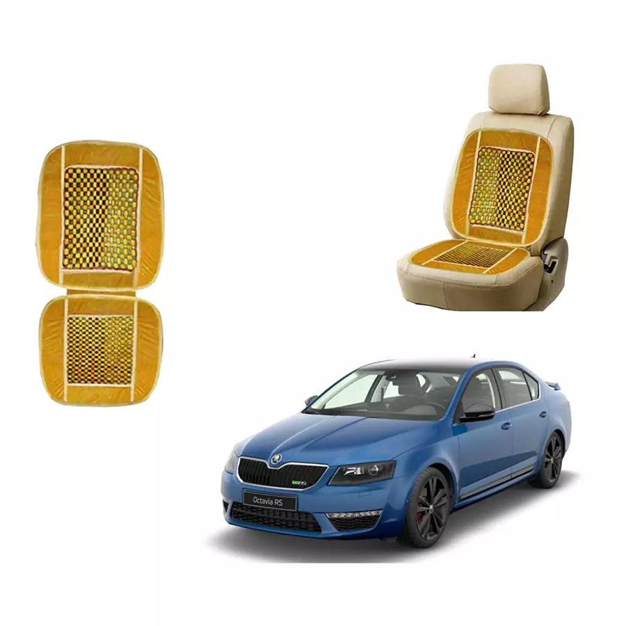 Auto Pearl Polyester, Cotton Front Vehicle Seating Pad Beige for Skoda Octavia