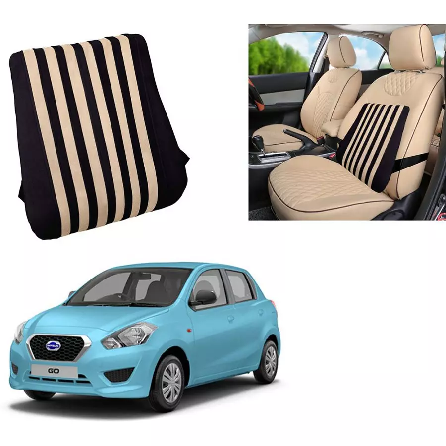 Auto Pearl Beige & Brown Wooden Bead Car Seating Pad for Nissan Micra