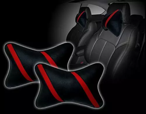 Auto Pearl Strip Red Car Neck Cushion/Neck Pillow Compatible with Ignis