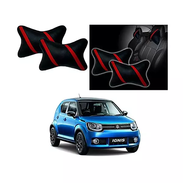 Auto Pearl Strip Red Car Neck Cushion/Neck Pillow Compatible with Ignis