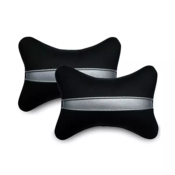 Auto Pearl Black Silver Strip Car Neck Cushion/Neck Pillow Compatible with BMW 520d