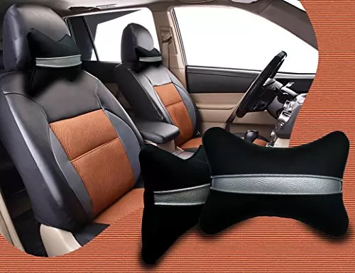 Auto Pearl Black Silver Strip Car Neck Cushion/Neck Pillow Compatible with BMW 520d