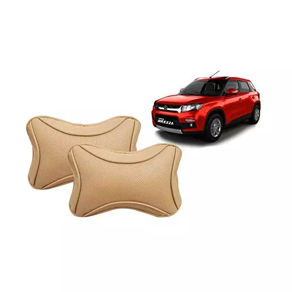 Auto Pearl Beige Dots CV Car Neck Rest Pillow Compatible for Maruti Suzuki Brezza