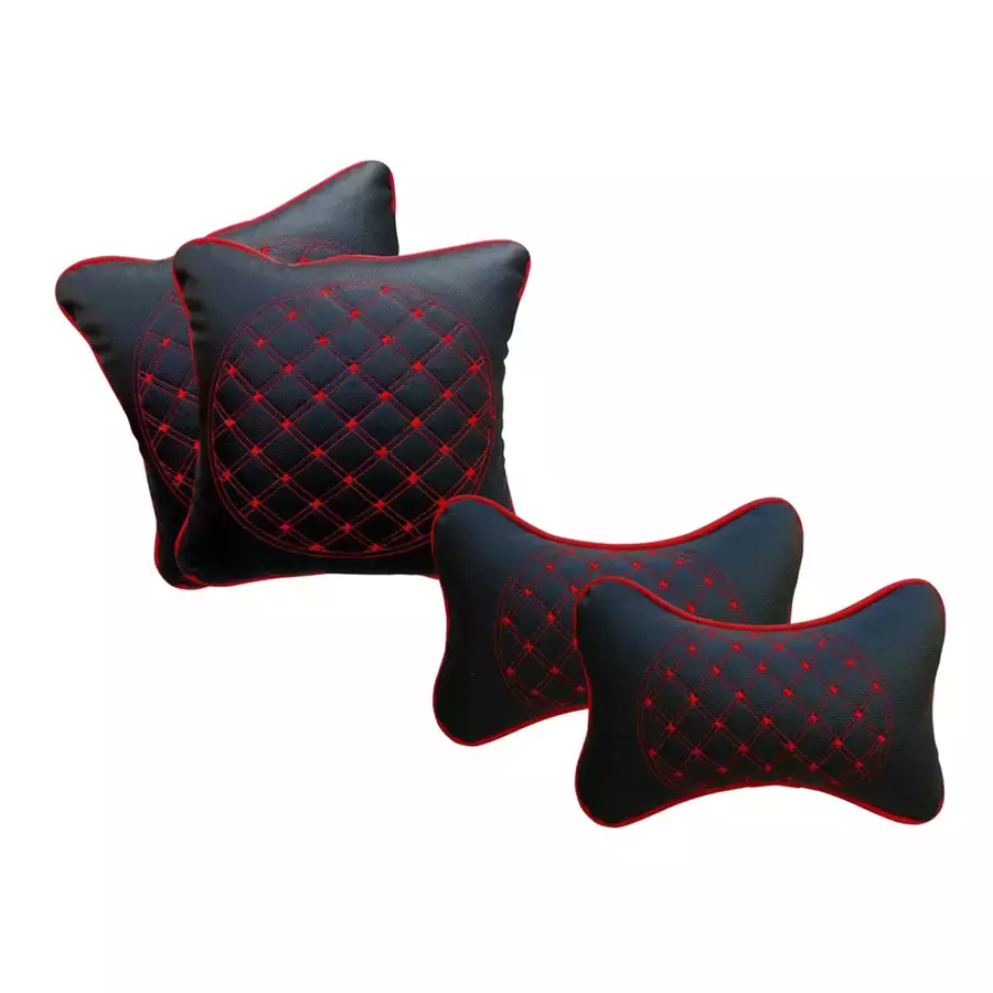 Auto Pearl Black & Red Velvet Car Cushion for Volkswagen Touareg, RB314