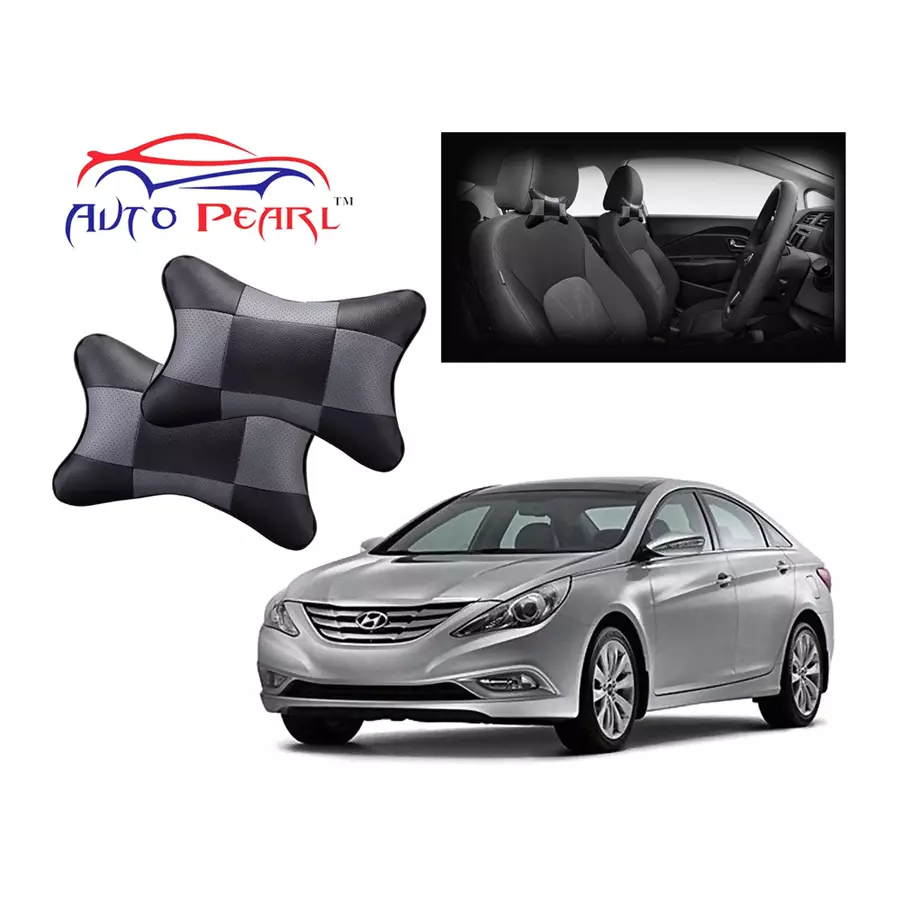 Auto Pearl Black Grey Car Neck Cushion/Neck Pillow Compatible with Sonata