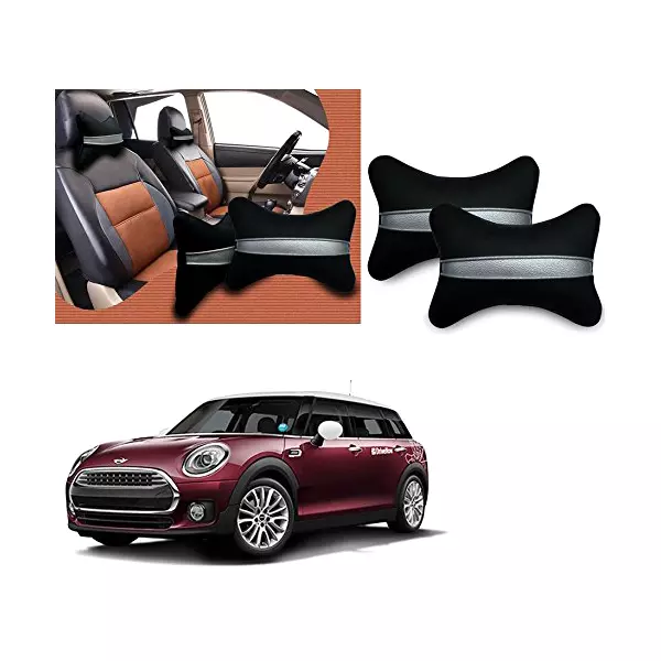 Auto Pearl Black Silver Strip Car Neck Cushion/Neck Pillow Compatible with Mini Clubman