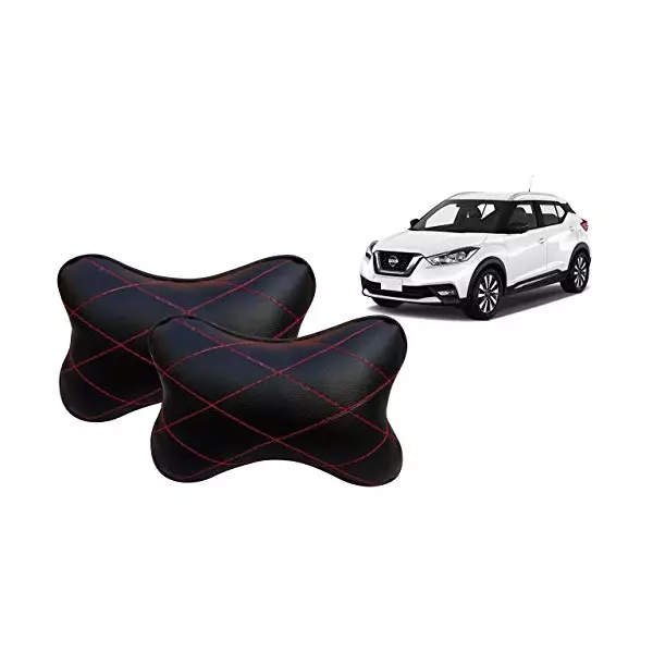 Auto Pearl Black Red CV Car Neck Rest Pillow Compatible for Nissan Kicks 2019-picture-29
