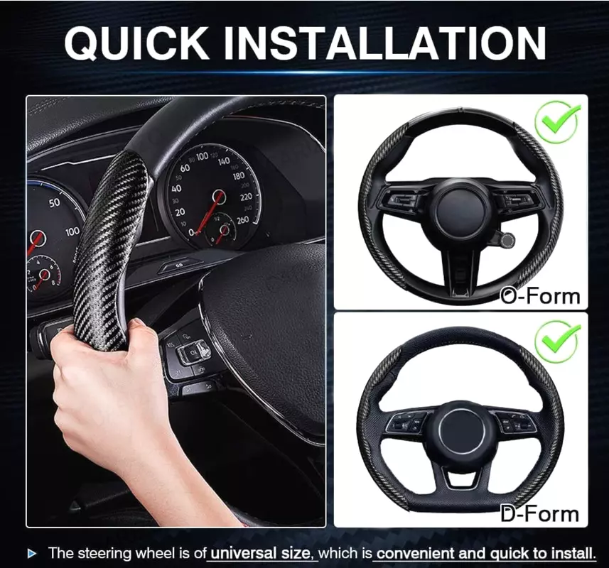 CARIZO CI224226 Carbon Fiber Pattern Non-Slip Steering Wheel Cover for Maruti Suzuki Alto (Set of 2)