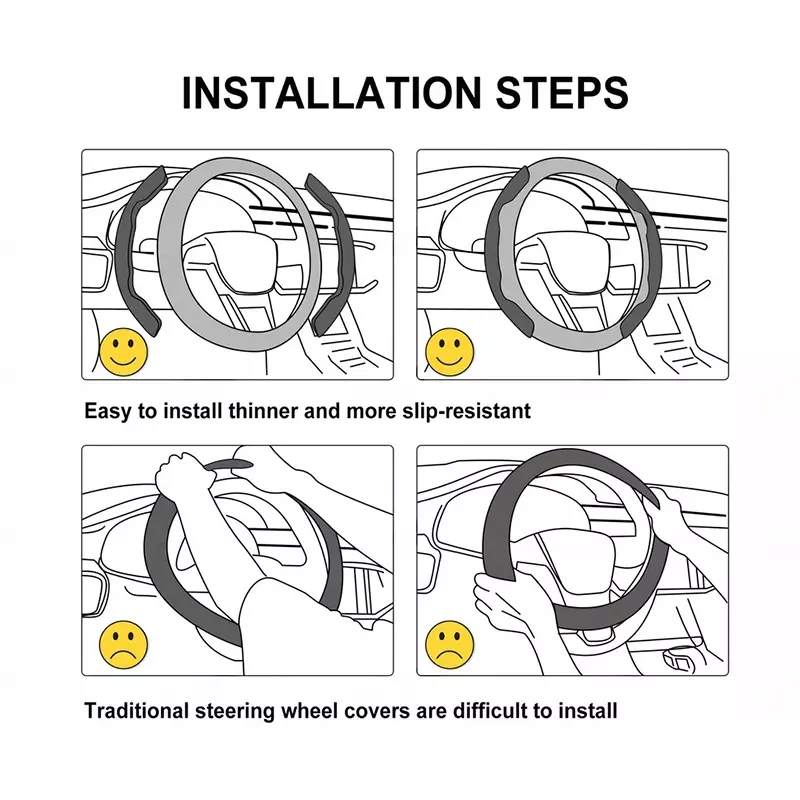 CARIZO CI224228 Non-Slip Steering Wheel Cover for Maruti Suzuki Baleno (Type-I) 1999-2007 (Set of 2)