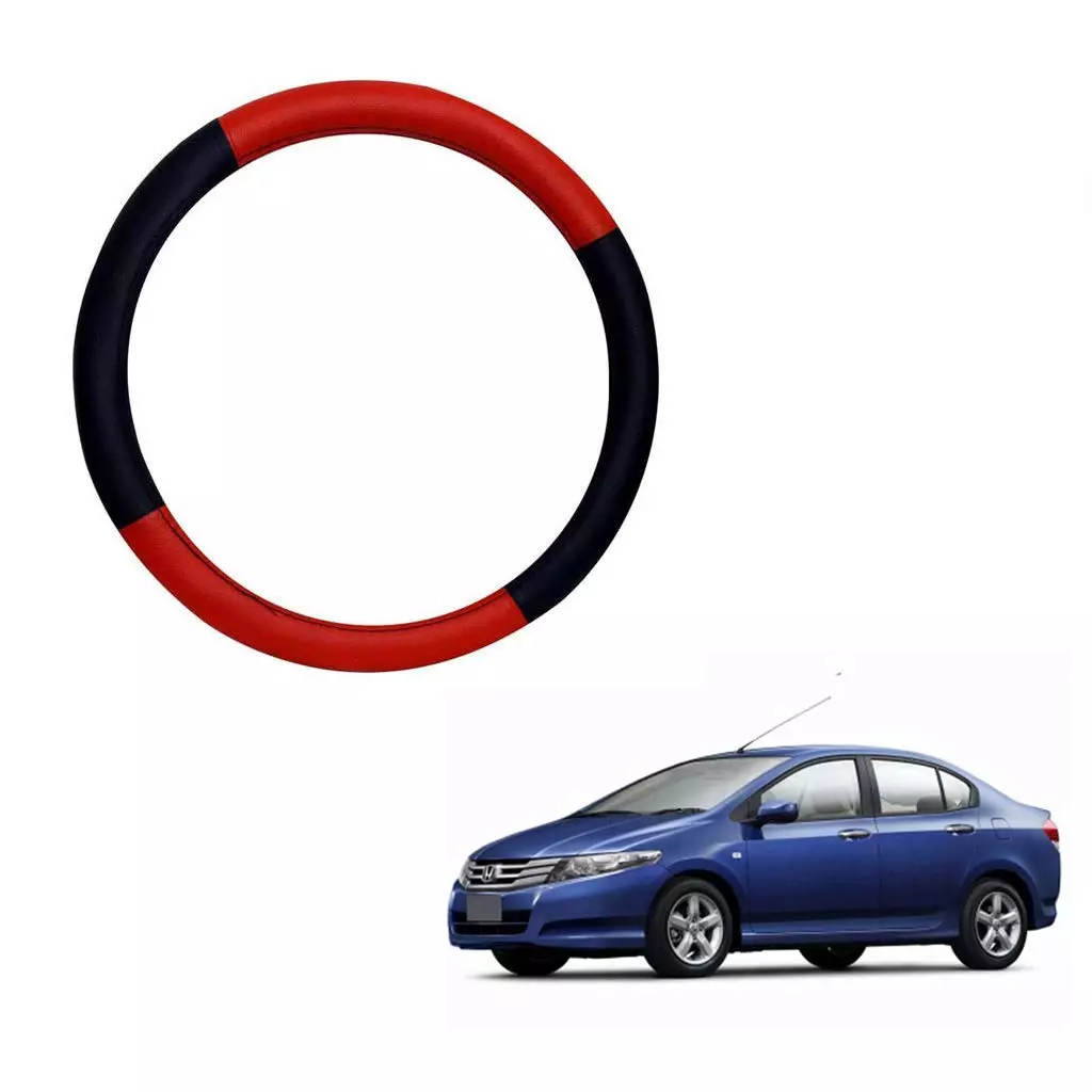 Buy Auto Oprema 105650 Black and Red Premium Leather stretchable Steering Cover for Honda City