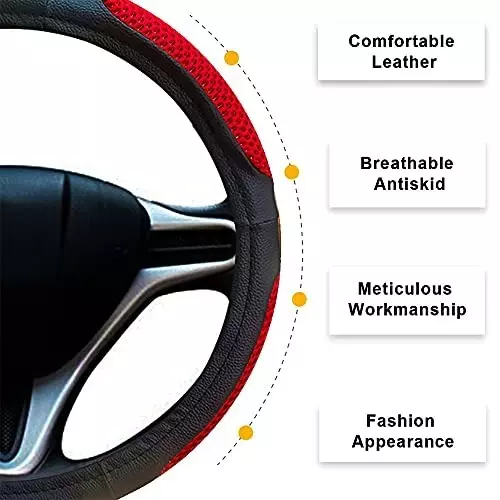Auto Pearl Ring Type Car Steering Wheel Cover Compatible with Kicks 2019