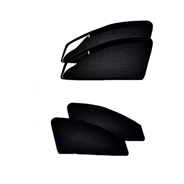 Auto Pearl Black Zipper Magnetic Window (Front/Rear) Car Curtains for Datsun Go Plus (Set of 4 Pcs)