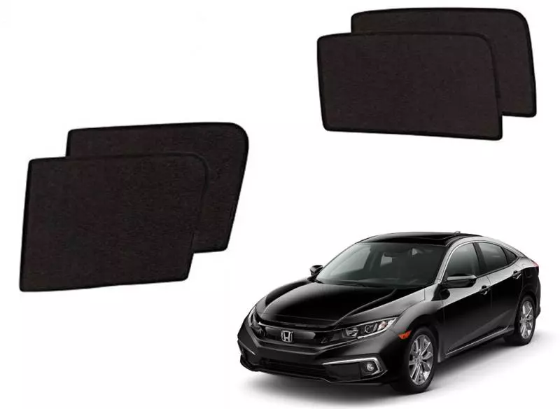 Auto Pearl Side Window Sun Shade Cover for Honda Civic (Black)