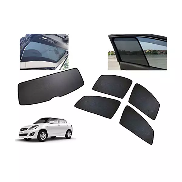 Auto Pearl Black Window Plug-in Half Car Curtains for Dzire Type-2 (Set of 4 Pcs)