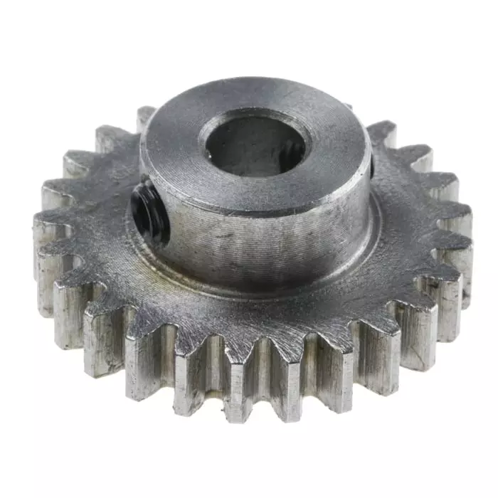 RS PRO Steel 25 Teeth Spur Gear, 1 Module, 6 mm Bore Dia, 25 mm Pitch Dia, 14 mm Hub Dia 8787913