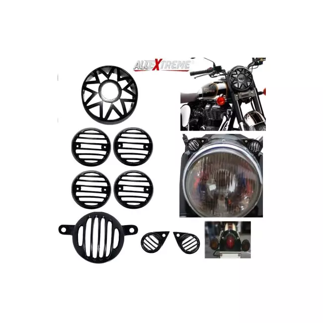 allextreme-exhgre8-black-grill-cover-set-with-tail-lamp-indicator-pivot-eyes-cup-compatible-royal-enfield-8-pc
