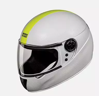 Studds White With Fluorescent Yellow Strip Medium (570 mm) Full Face Helmet, Chrome Elite