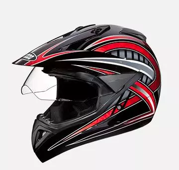 Studds N2 Black Medium (570 mm) Off Road-Full Face Helmet, Motocross D2 Decor With Visor