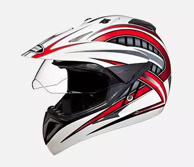 Studds N2 White Xtra Large (600 mm) Off Road-Full Face Helmet, Motocross D2 Decor With Visor