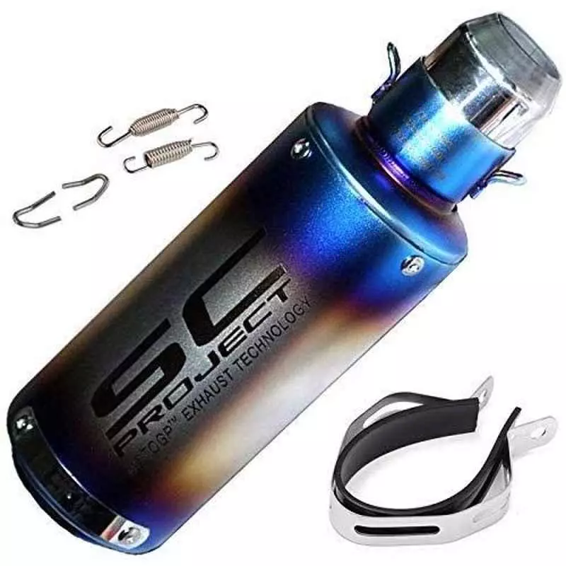 RA Accessories Blue SC Project Mini Silencer Exhaust for TVS Apache RTR 160