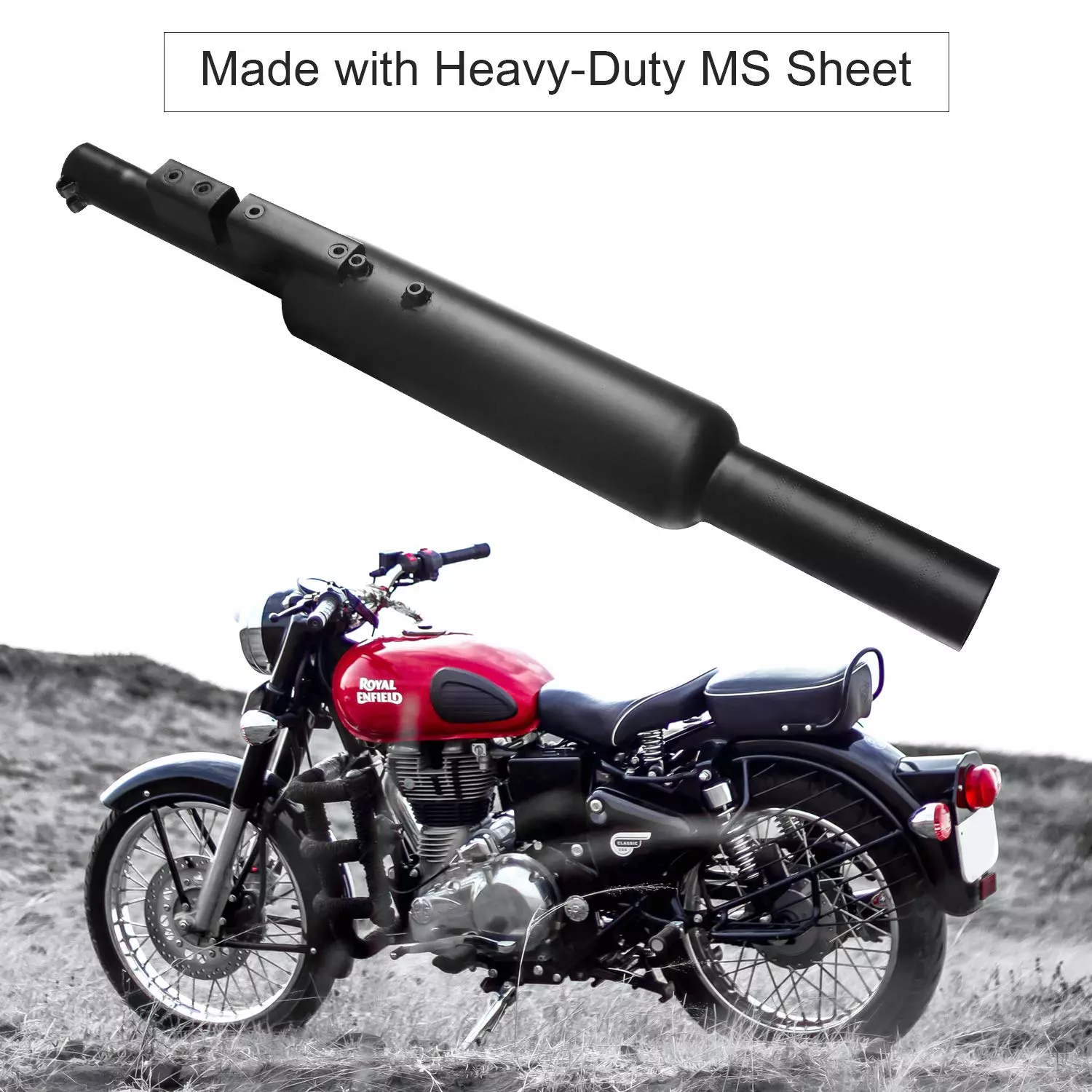 Allextreme EX-BSE01 Classic Exhaust Silencer Black Coated Muffler with Peashooter End Cap