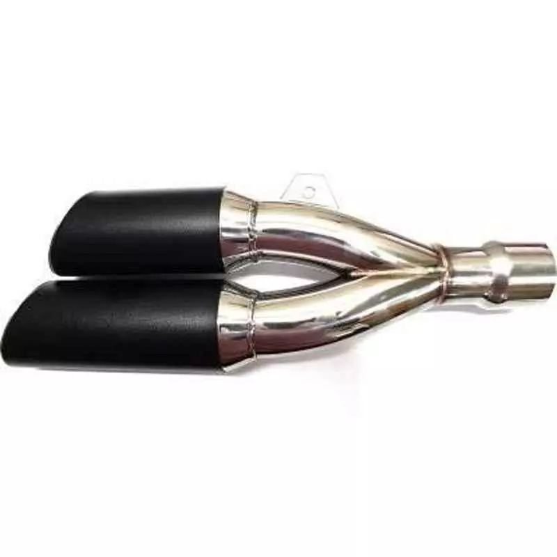 RA Accessories Black & Chrome Dual Outlet Silencer Exhaust for Bajaj Discover 100T