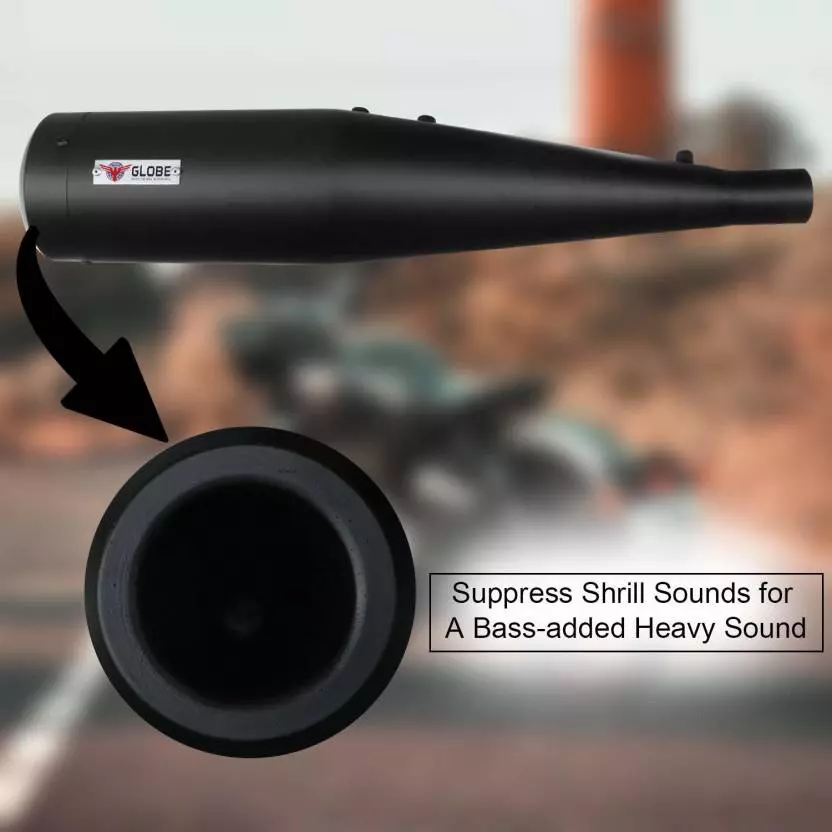 Allextreme EX-BES01 Classic Exhaust Silencer Black Coated Muffler for Royal Enfield Bullet