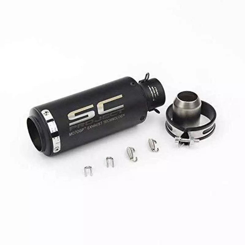 RA Accessories Black SC Mini with Silver Strip Silencer Exhaust for Honda CB Trigger-picture-23