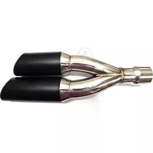 RA Accessories Black & Chrome Dual Outlet Silencer Exhaust for Bajaj Pulsar 135