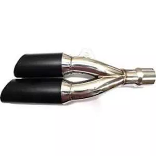 RA Accessories Black & Chrome Dual Outlet Silencer Exhaust for Bajaj Pulsar 135