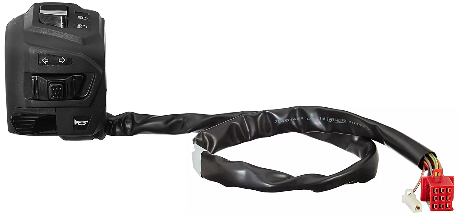 Uno Minda Handle Bar Switch - Left Side - Self Start (9 Pin Female Red Coupler, 1 Pin Female White Coupler) for Bajaj Pulsar AS 200/AS 150 (SW-0575B-M01)